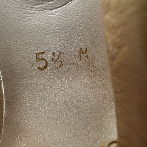 Stuart Weitzman Camel Brown Leather Slide Heeled Sandals Women 5.5 M Crossover - Picture 13 of 16